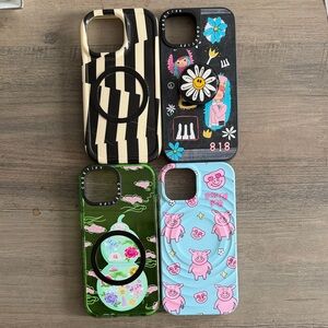 Patterned Phone 15 Cases Set - Black, Green, Blue, Multicolor 4 of them